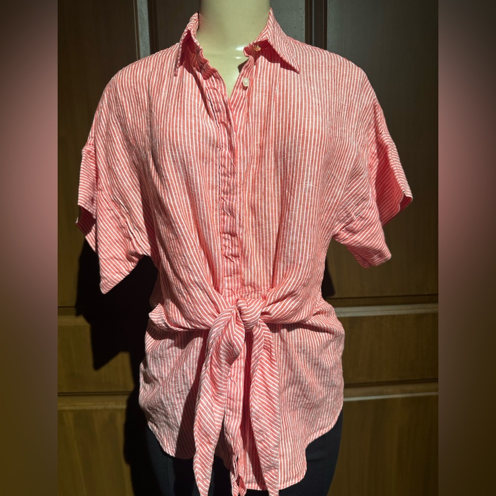 Ralph Lauren Red and White Casual Button Down Shirt